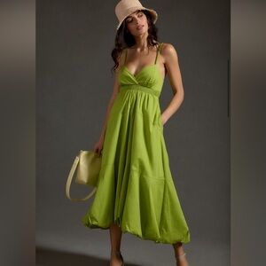S, Anthropologie, Green Midi-Length